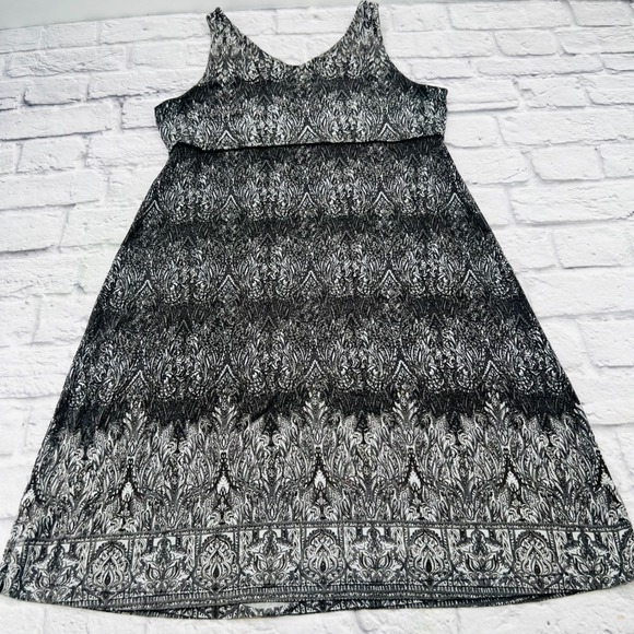 Athleta Womens XL Grey Patterned Sleeveless Dress Modal Spandex Casual - Picture 9 of 10